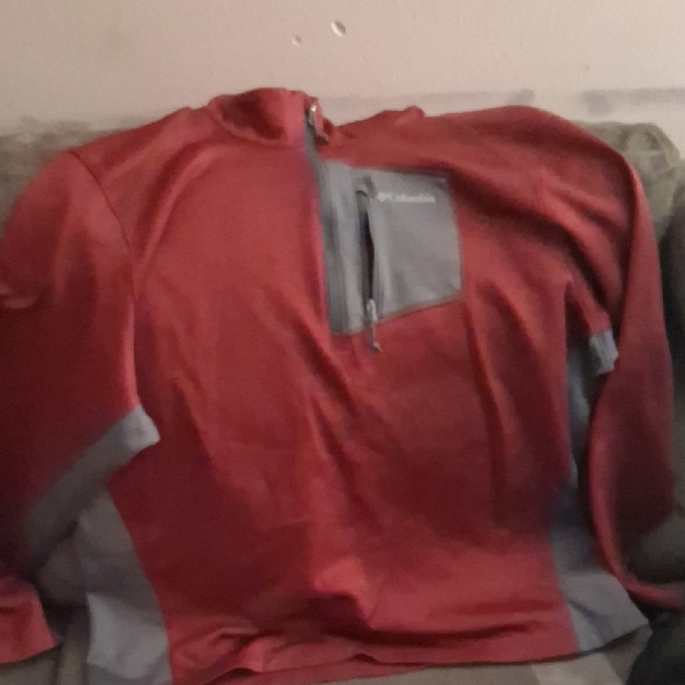 Columbia Red and Gray Quarter-Zip Pullover
